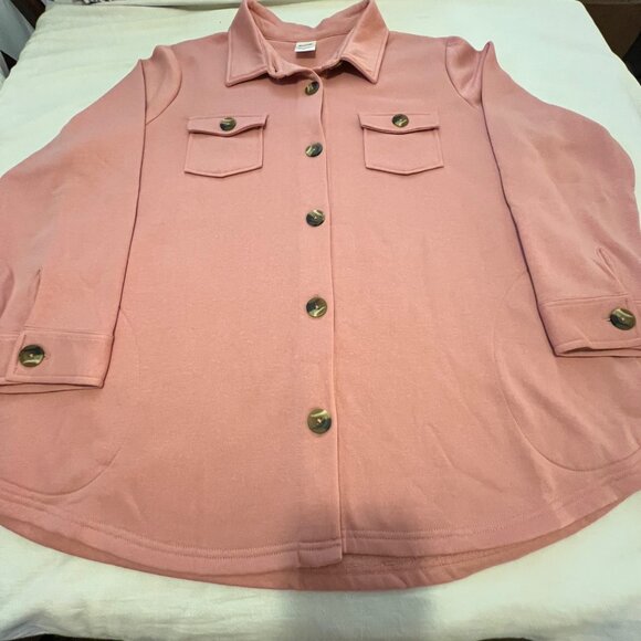 Blair Plus Size 2XL Pink Lightweight Jacket Pockets Long Sleeve Warm Casual Y2K - Picture 11 of 16